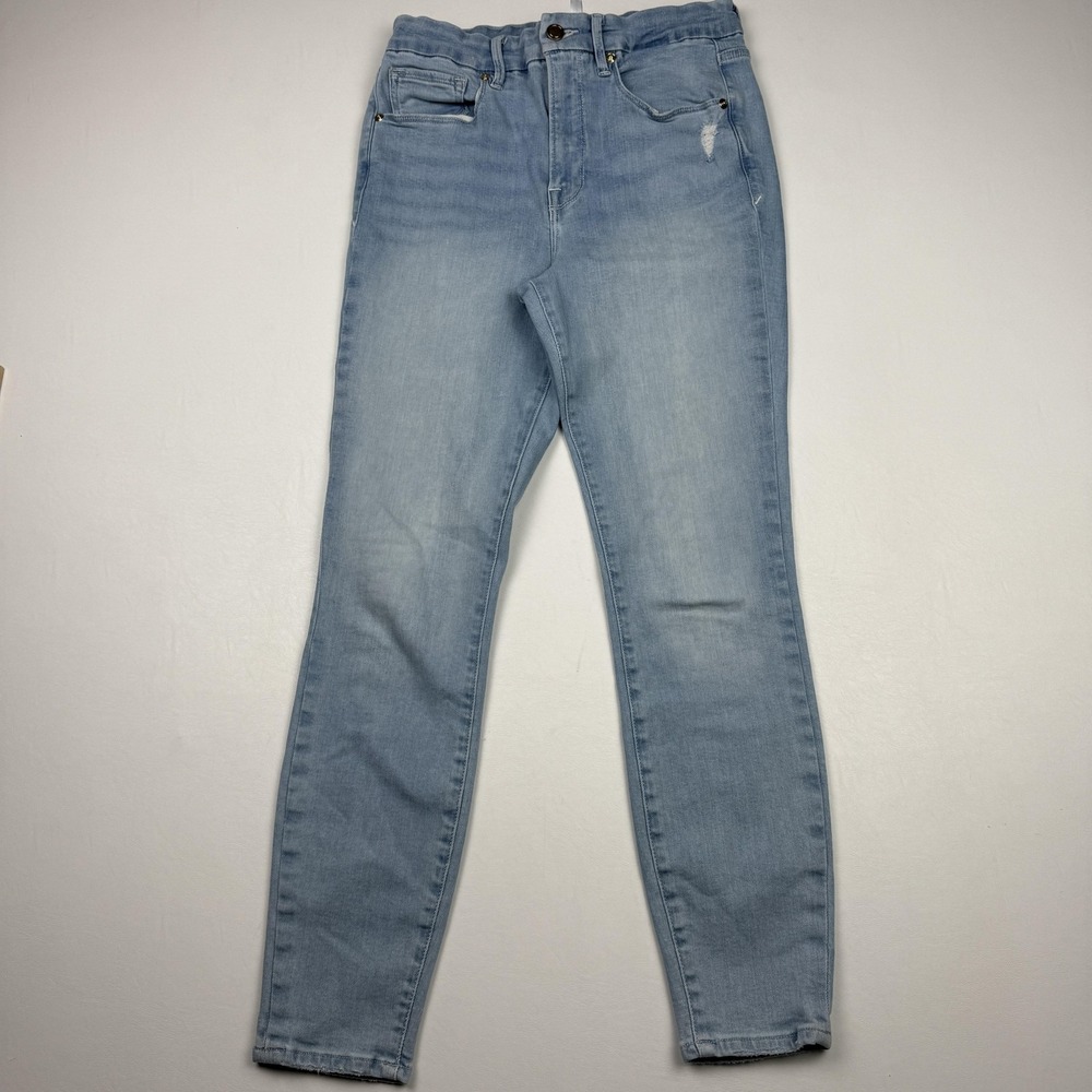 Good American Jeans Womens 8 Blue Good Waist Crop High Rise Skinny Distressed